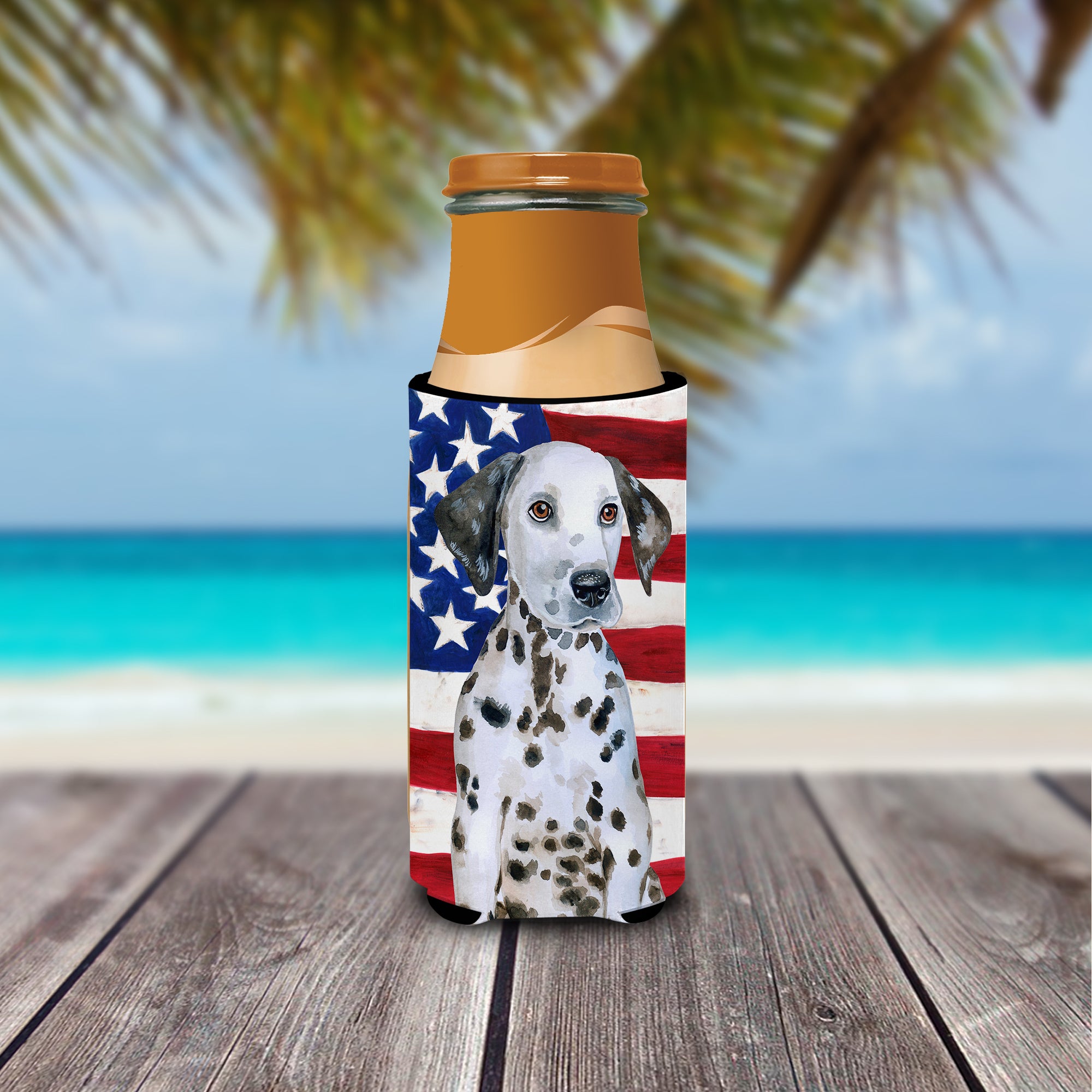 Dalmatian Puppy Patriotic  Ultra Hugger for slim cans BB9708MUK  the-store.com.
