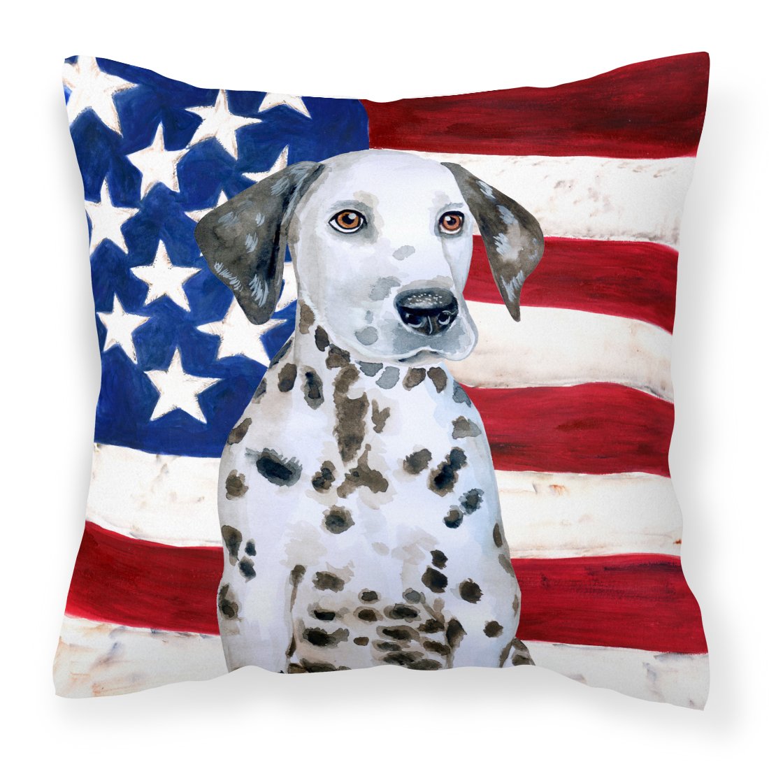 Dalmatian Puppy Patriotic Fabric Decorative Pillow BB9708PW1818 by Caroline's Treasures