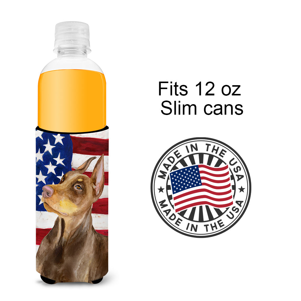 Doberman Pinscher Patriotic  Ultra Hugger for slim cans BB9709MUK  the-store.com.