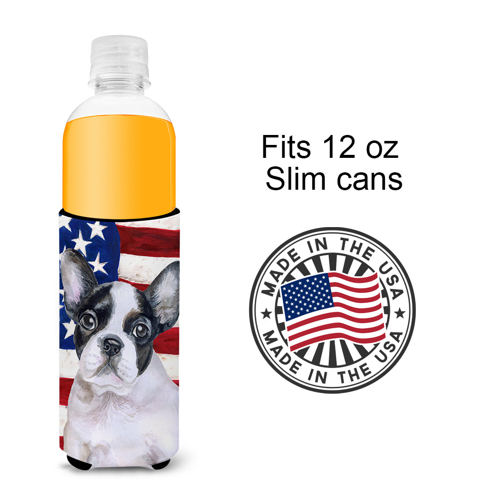 French Bulldog Black White Patriotic  Ultra Hugger for slim cans BB9710MUK