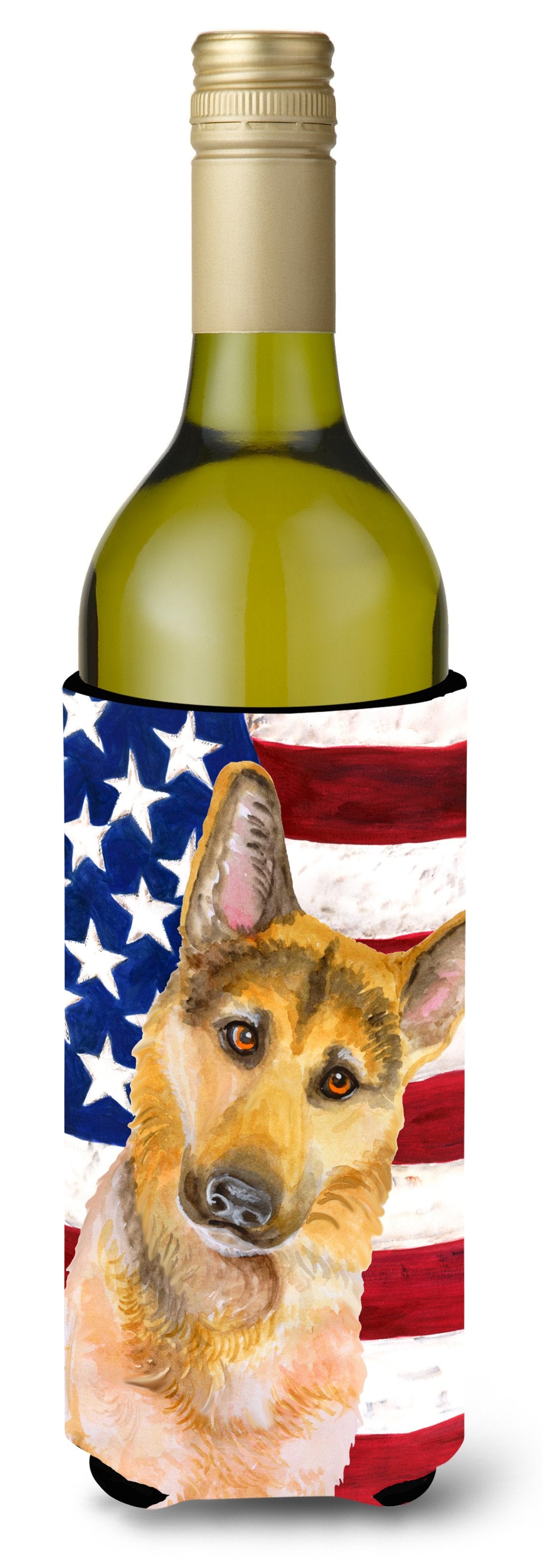 German Shepherd #2 Patriotic Wine Bottle Beverge Insulator Hugger BB9711LITERK by Caroline&#39;s Treasures