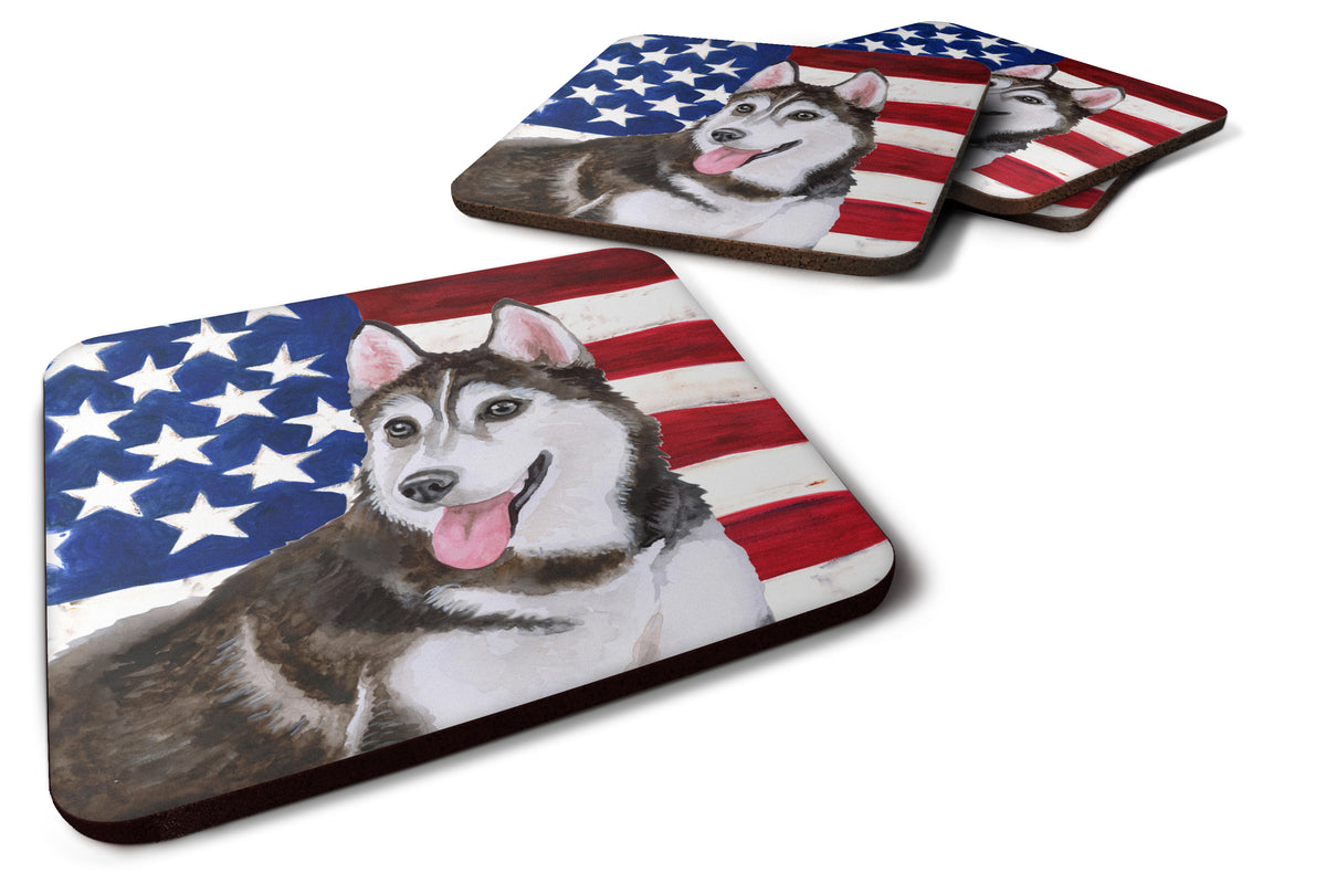 Siberian Husky #2 Patriotic Foam Coaster Set of 4 BB9712FC - the-store.com