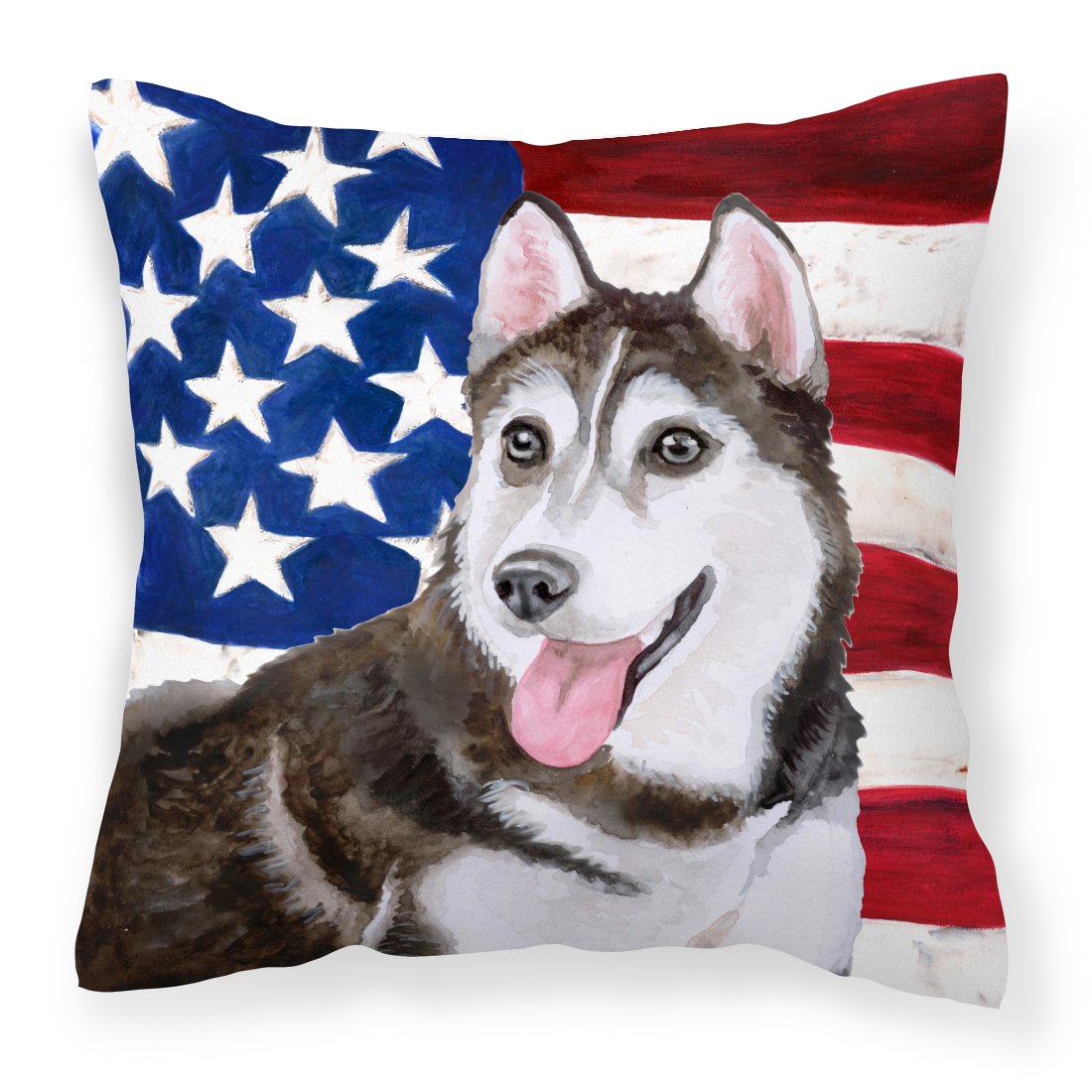 Siberian Husky #2 Patriotic Fabric Decorative Pillow BB9712PW1818 by Caroline&#39;s Treasures