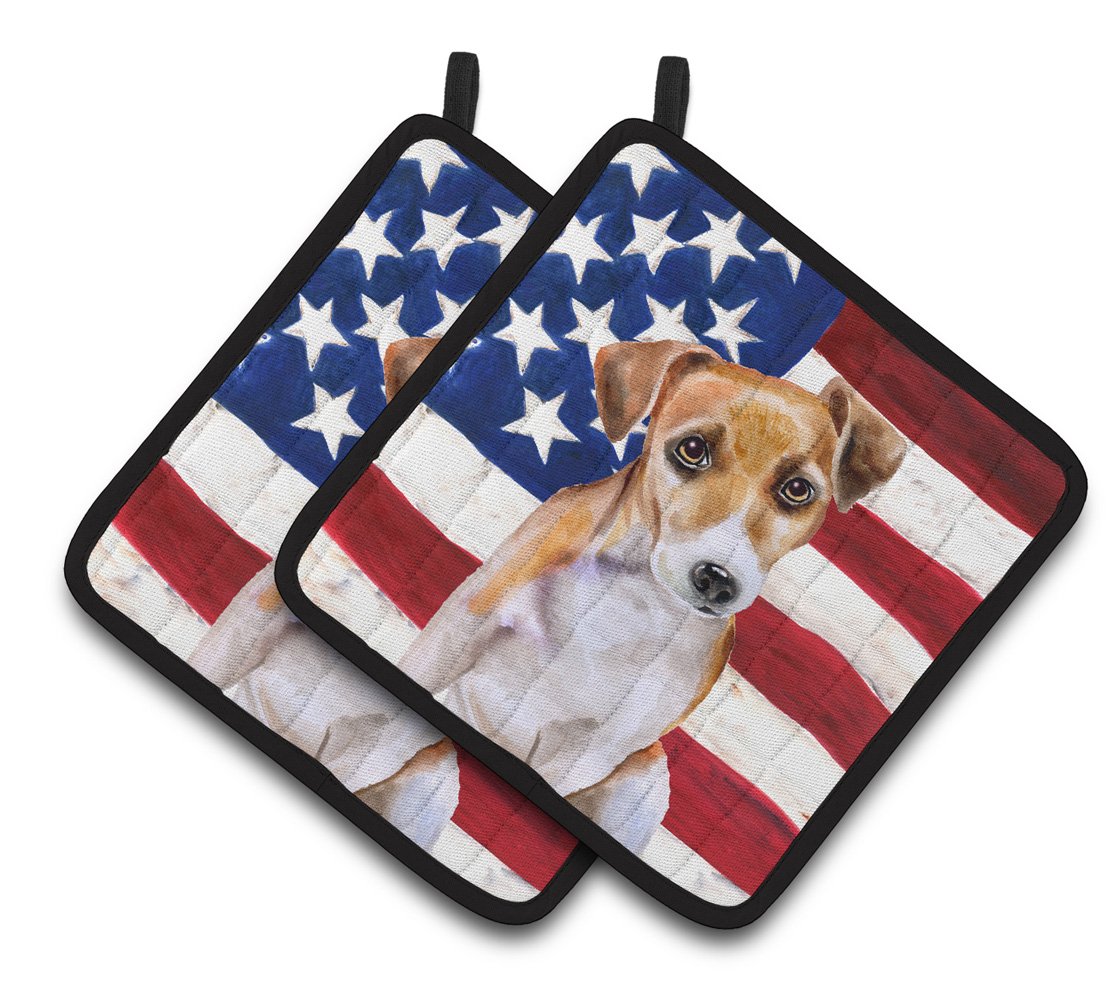Jack Russell Terrier #2 Patriotic Pair of Pot Holders BB9713PTHD by Caroline&#39;s Treasures