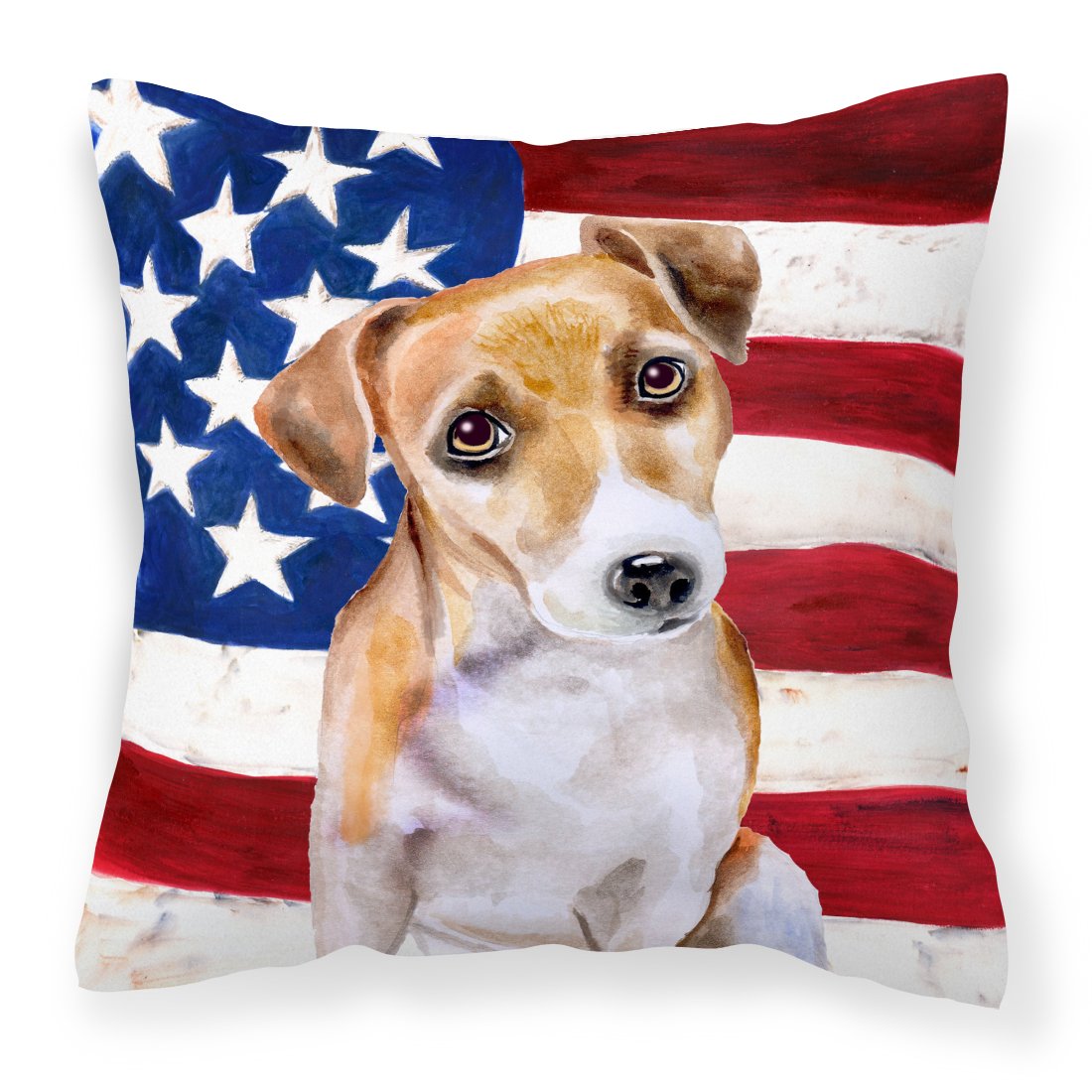 Jack Russell Terrier #2 Patriotic Fabric Decorative Pillow BB9713PW1818 by Caroline&#39;s Treasures
