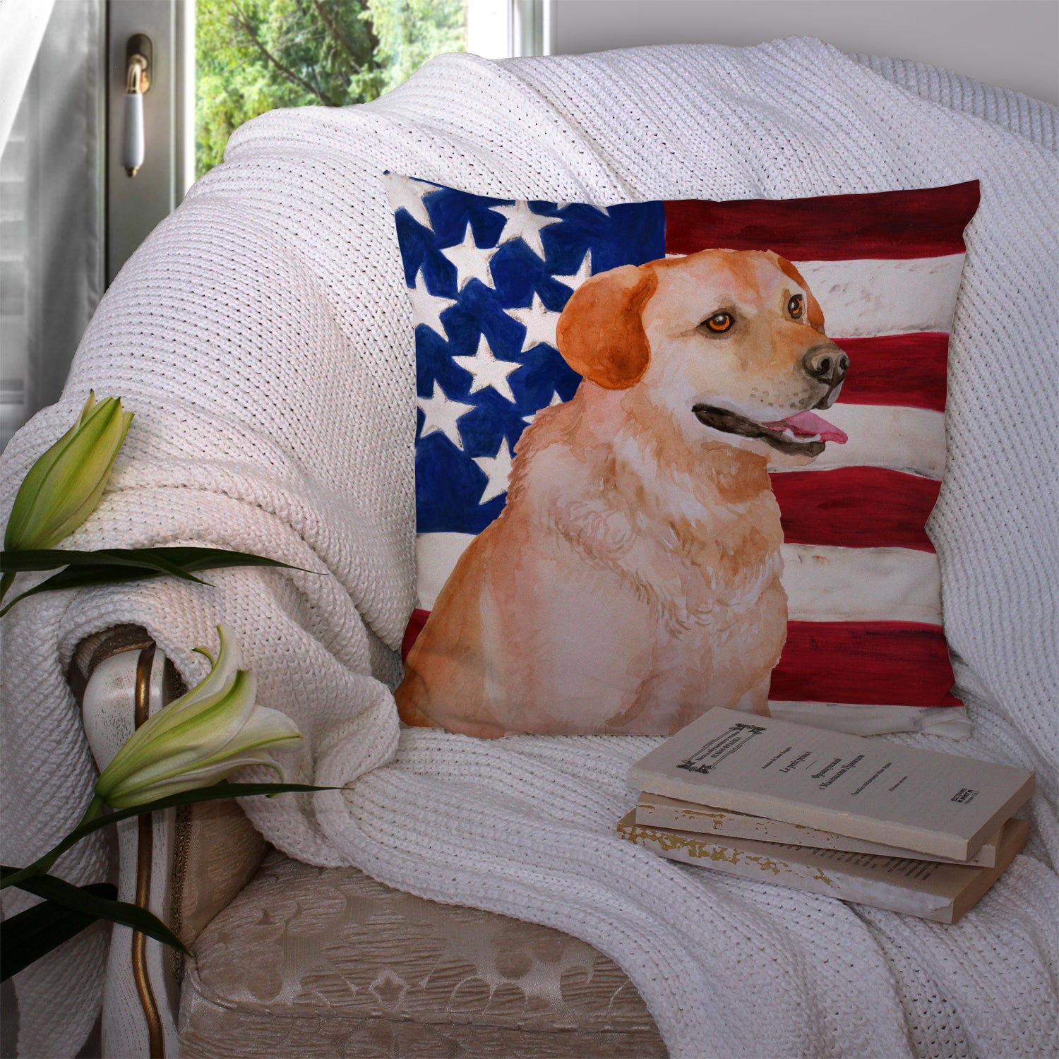Labrador Retriever Patriotic Fabric Decorative Pillow - the-store.com