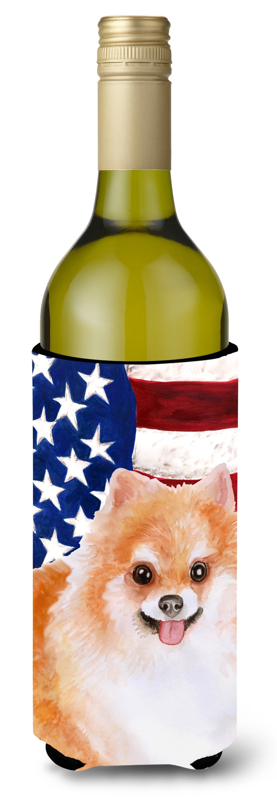 Pomeranian #2 Patriotic Wine Bottle Beverge Insulator Hugger BB9716LITERK by Caroline&#39;s Treasures