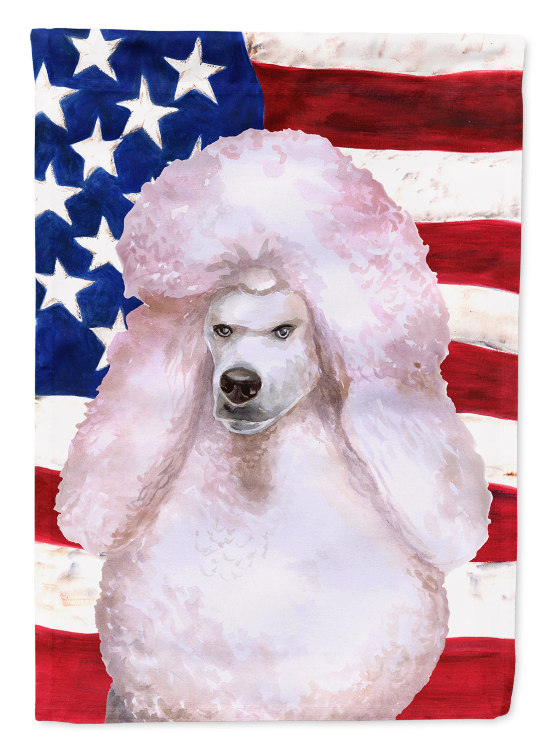 White Standard Poodle Patriotic Flag Canvas House Size BB9717CHF