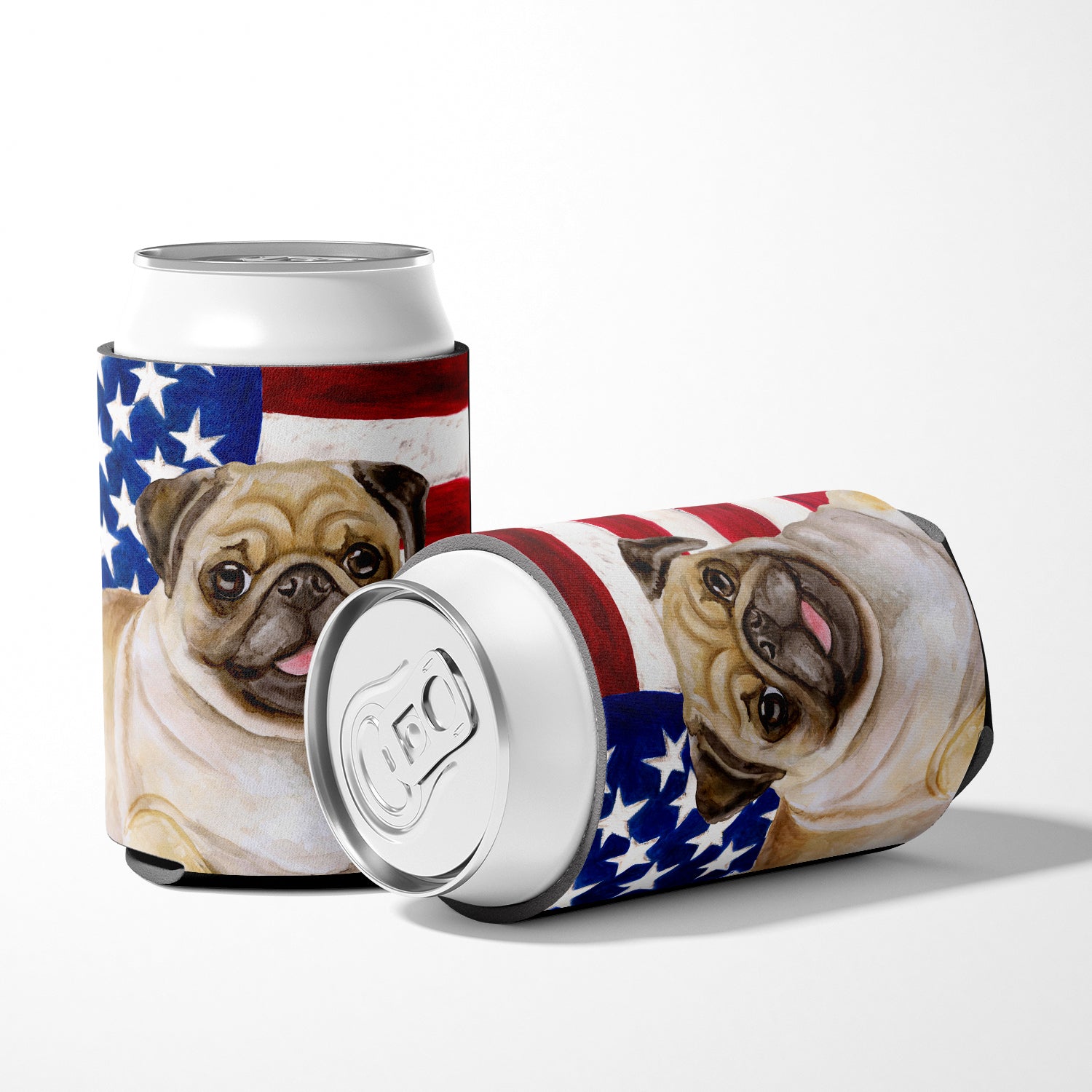 Fawn Pug Patriotic Can or Bottle Hugger BB9718CC  the-store.com.