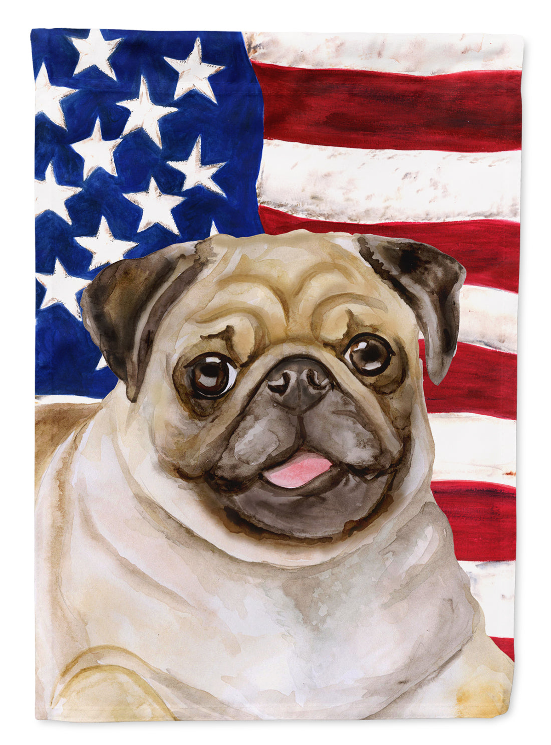Fawn Pug Patriotic Flag Canvas House Size BB9718CHF  the-store.com.