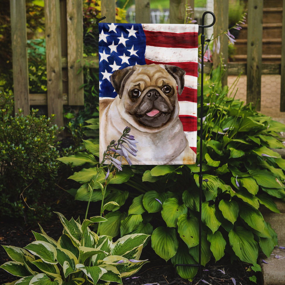 Caroline's Treasures Fawn Pug Patriotic Garden Flag - Outdoor Decorative Yard Flag BB9718GF
