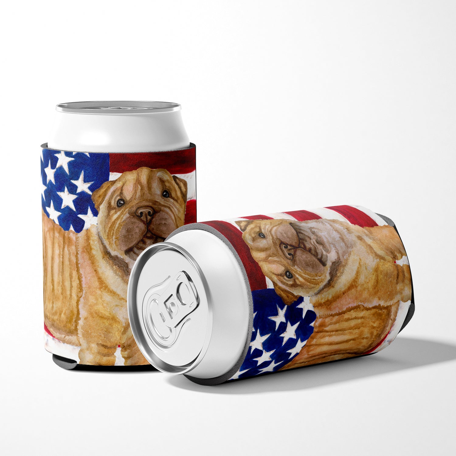 Shar Pei Puppy Patriotic Can or Bottle Hugger BB9719CC