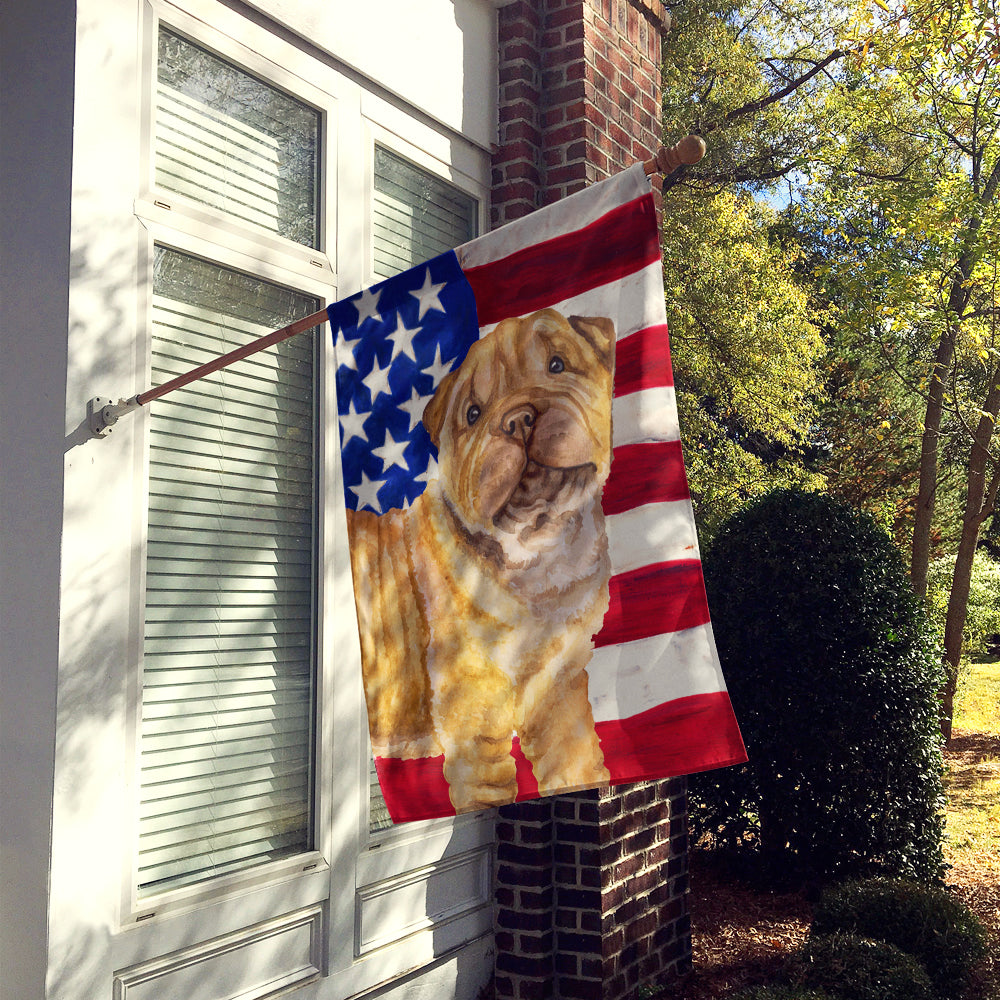 Shar Pei Puppy Patriotic Flag Canvas House Size BB9719CHF  the-store.com.