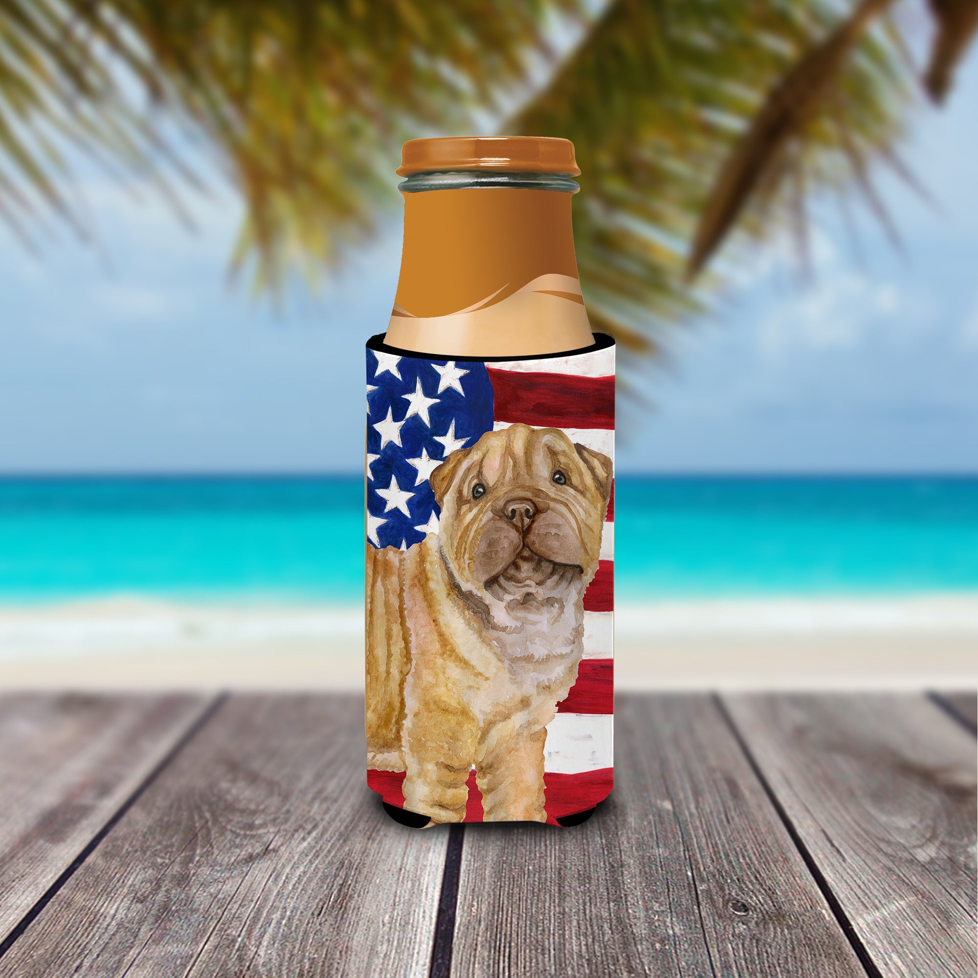 Shar Pei Puppy Patriotic  Ultra Hugger for slim cans BB9719MUK  the-store.com.