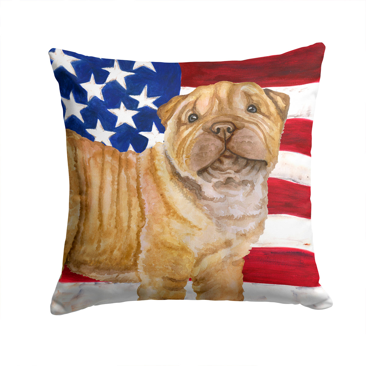 Shar Pei Puppy Patriotic Fabric Decorative Pillow BB9719PW1414 - the-store.com
