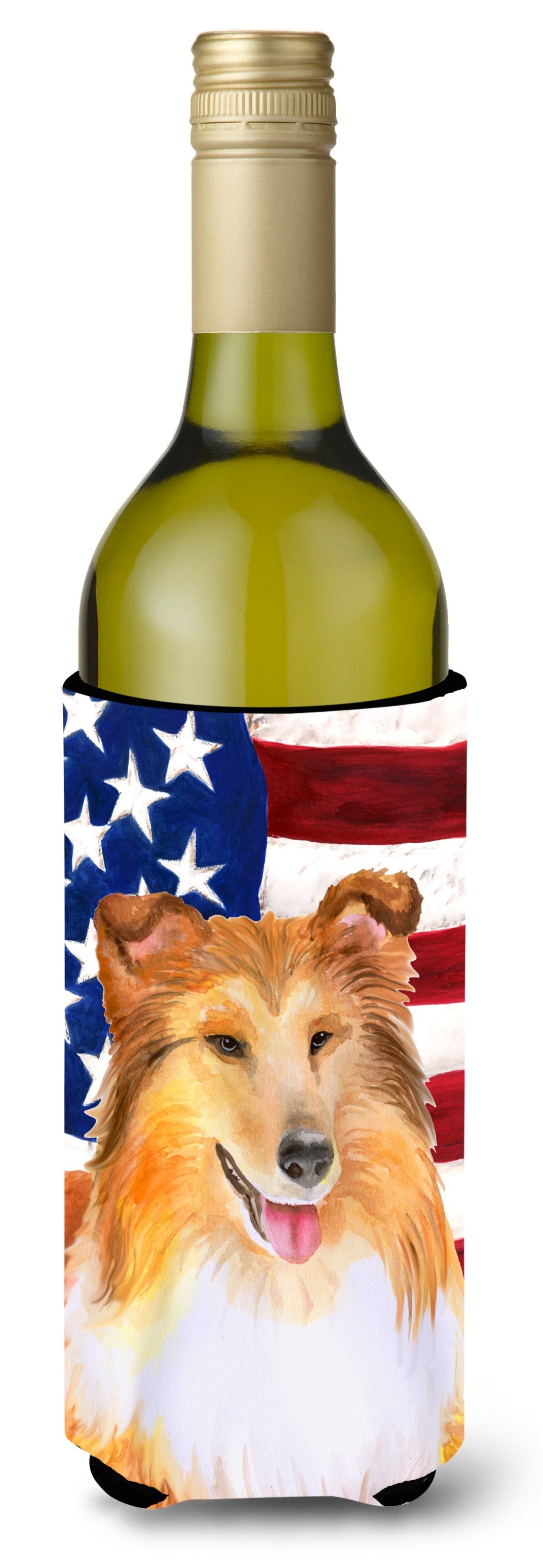 Sheltie Patriotic Wine Bottle Beverge Insulator Hugger BB9720LITERK by Caroline&#39;s Treasures
