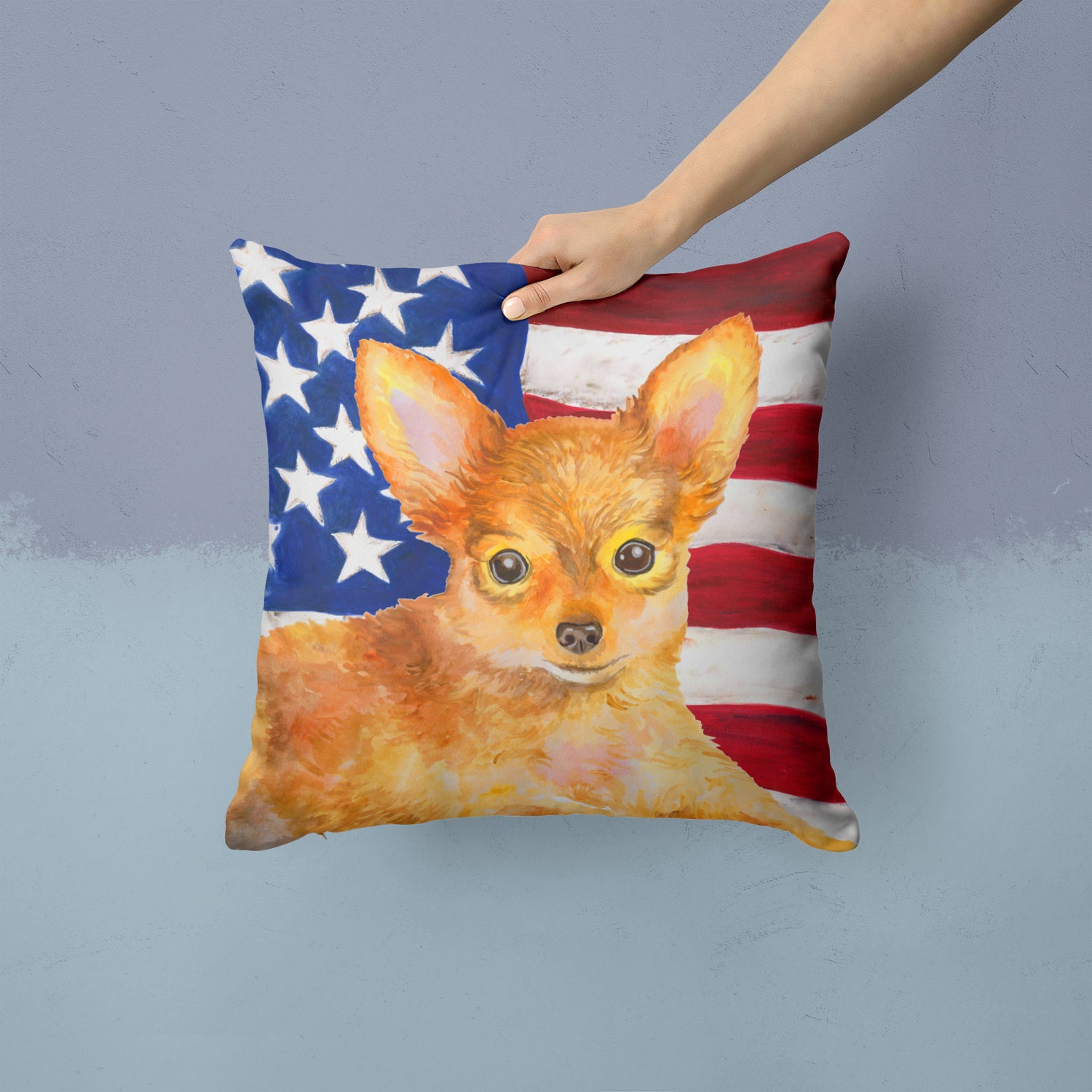 Toy Terrier Patriotic Fabric Decorative Pillow BB9722PW1414 - the-store.com