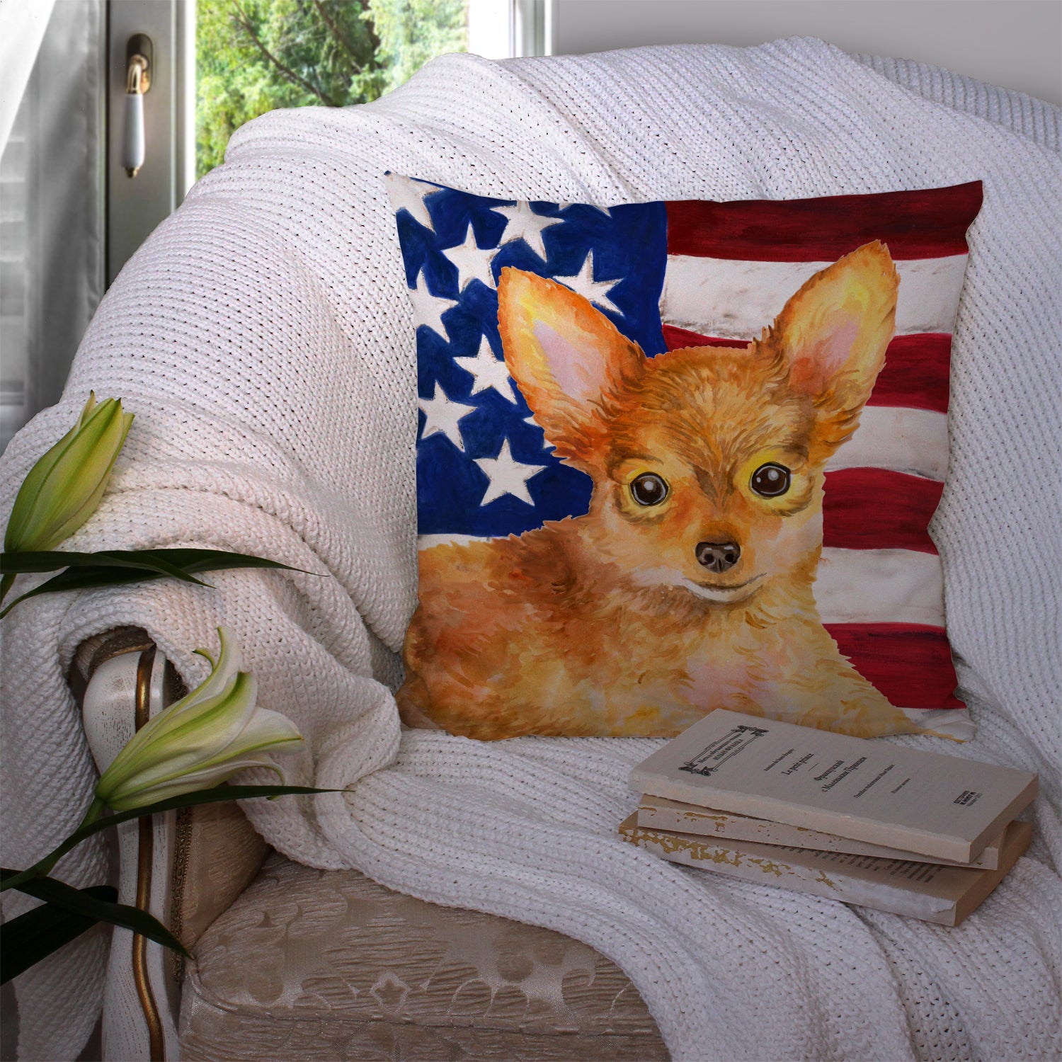 Toy Terrier Patriotic Fabric Decorative Pillow BB9722PW1414 - the-store.com
