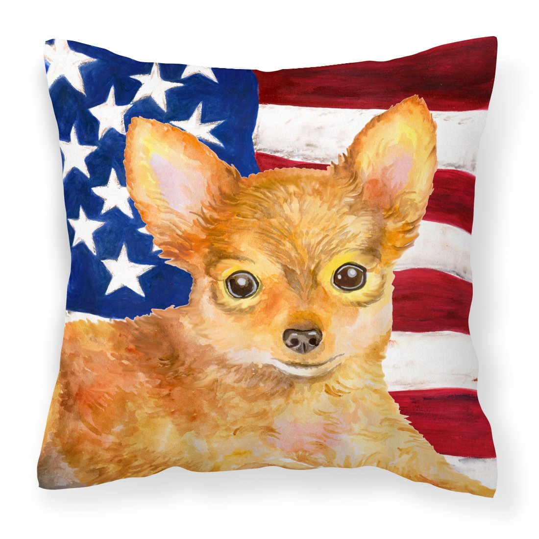 Toy Terrier Patriotic Fabric Decorative Pillow BB9722PW1818 by Caroline&#39;s Treasures
