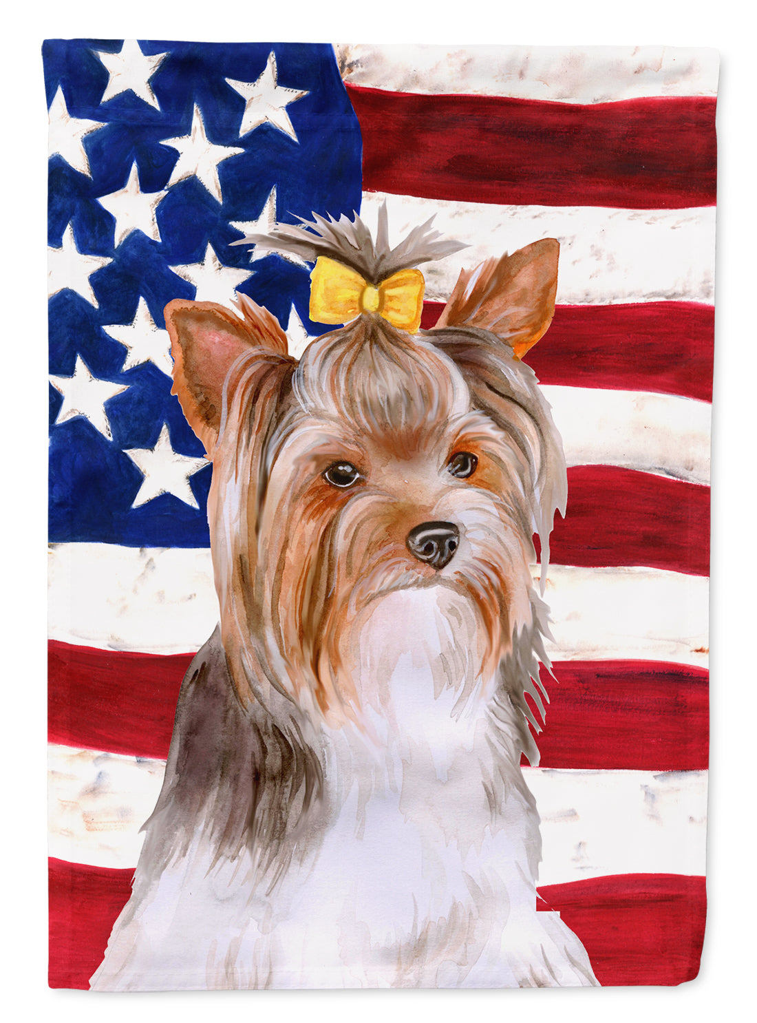 Yorkshire Terrier #2 Patriotic Flag Canvas House Size BB9723CHF