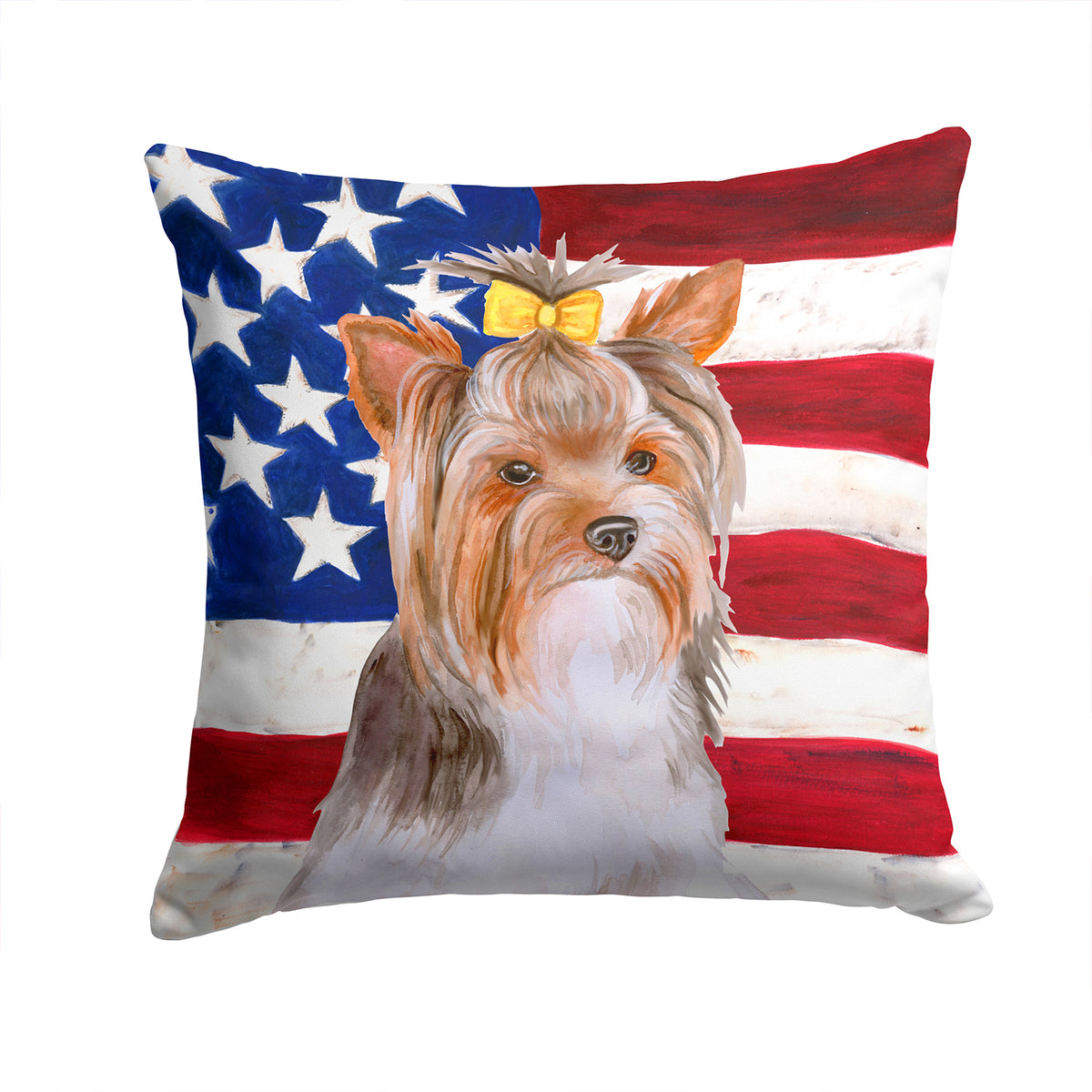 Yorkshire Terrier #2 Patriotic Fabric Decorative Pillow BB9723PW1414 - the-store.com