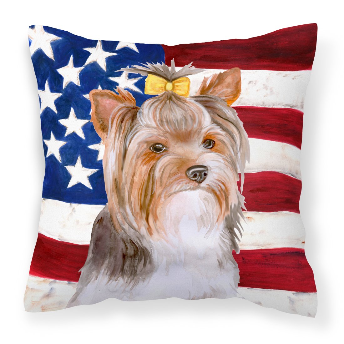 Yorkshire Terrier #2 Patriotic Fabric Decorative Pillow BB9723PW1818 by Caroline&#39;s Treasures