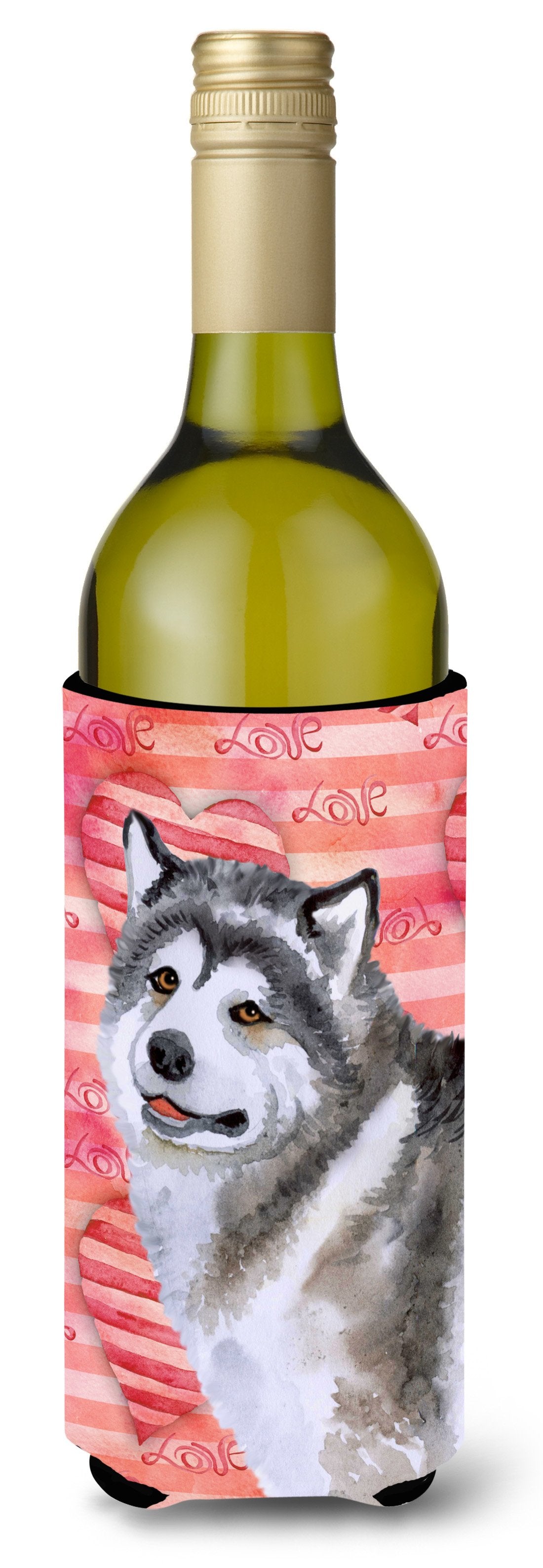 Alaskan Malamute Love Wine Bottle Beverge Insulator Hugger BB9725LITERK by Caroline&#39;s Treasures