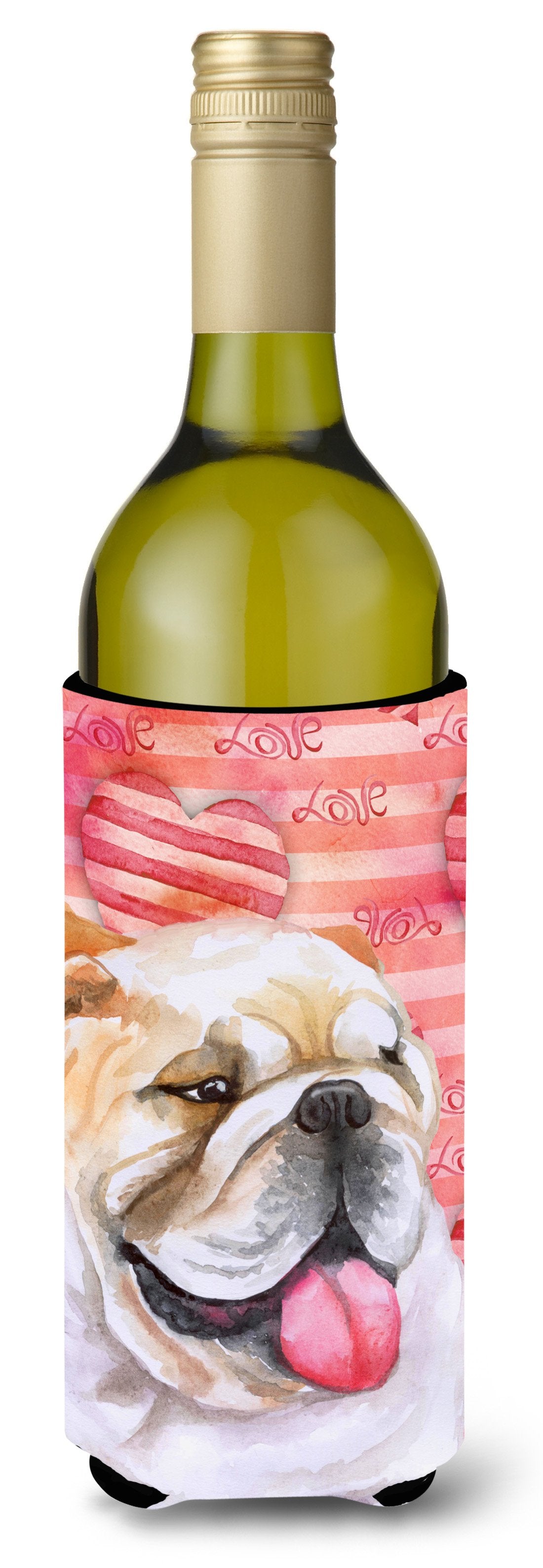English Bulldog Love Wine Bottle Beverge Insulator Hugger BB9726LITERK by Caroline&#39;s Treasures
