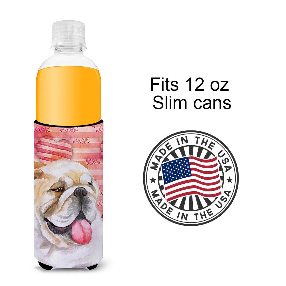 English Bulldog Love  Ultra Hugger for slim cans BB9726MUK  the-store.com.