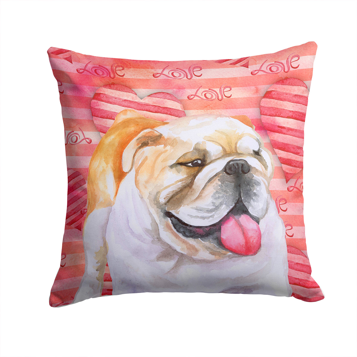 English Bulldog Love Fabric Decorative Pillow BB9726PW1414 - the-store.com