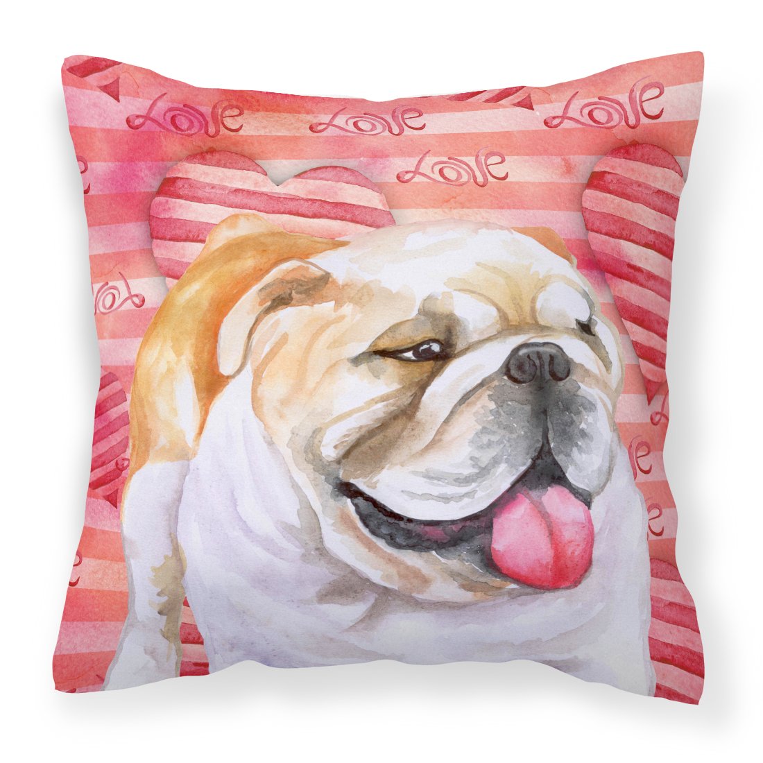 English Bulldog Love Fabric Decorative Pillow BB9726PW1818 by Caroline&#39;s Treasures