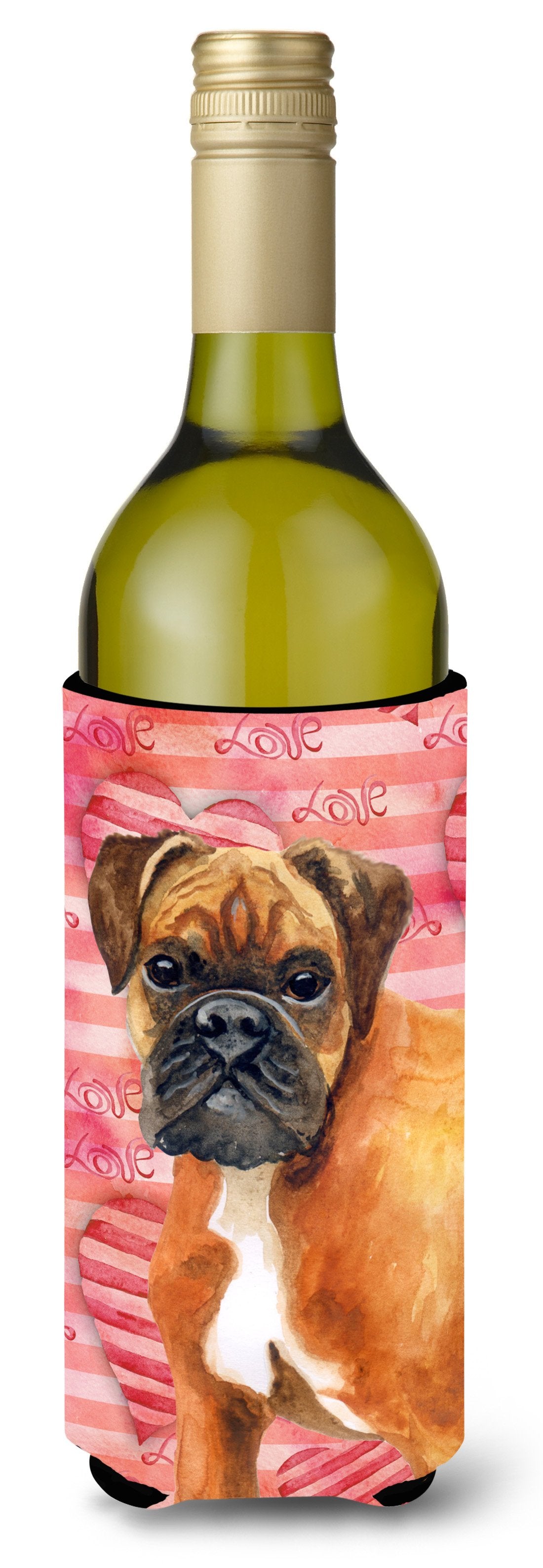 German Boxer Love Wine Bottle Beverge Insulator Hugger BB9727LITERK by Caroline&#39;s Treasures