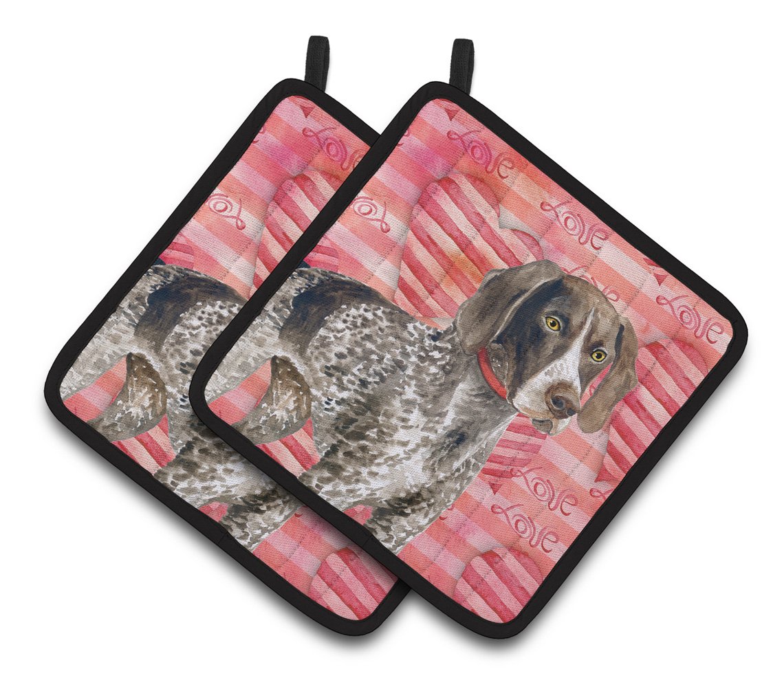 German Shorthaired Pointer Love Pair of Pot Holders BB9728PTHD by Caroline&#39;s Treasures
