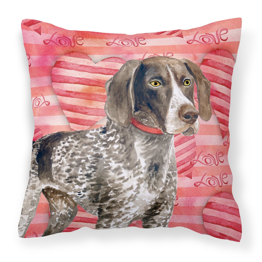 German Shorthaired Pointer Love Fabric Decorative Pillow BB9728PW1818 by Caroline&#39;s Treasures