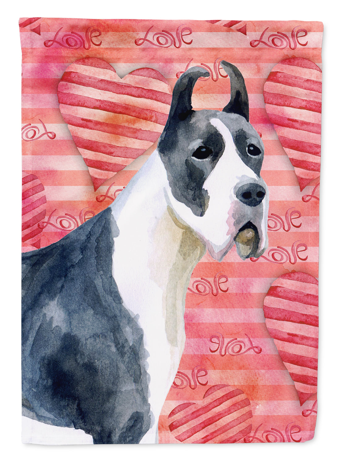 Harlequin Great Dane Love Flag Canvas House Size BB9730CHF  the-store.com.