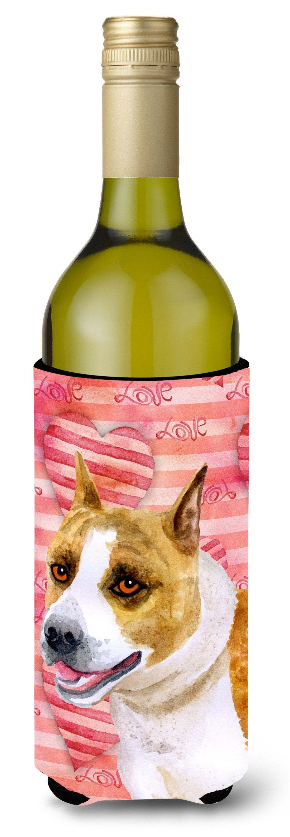 American Staffordshire Love Wine Bottle Beverge Insulator Hugger BB9731LITERK by Caroline&#39;s Treasures