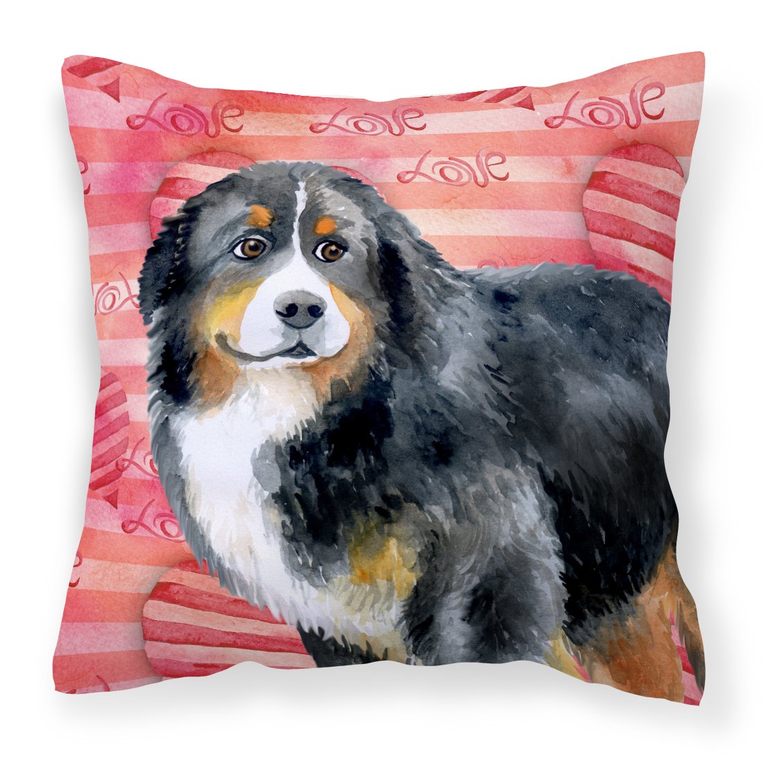 Bernese Mountain Dog Love Fabric Decorative Pillow BB9732PW1818 by Caroline's Treasures