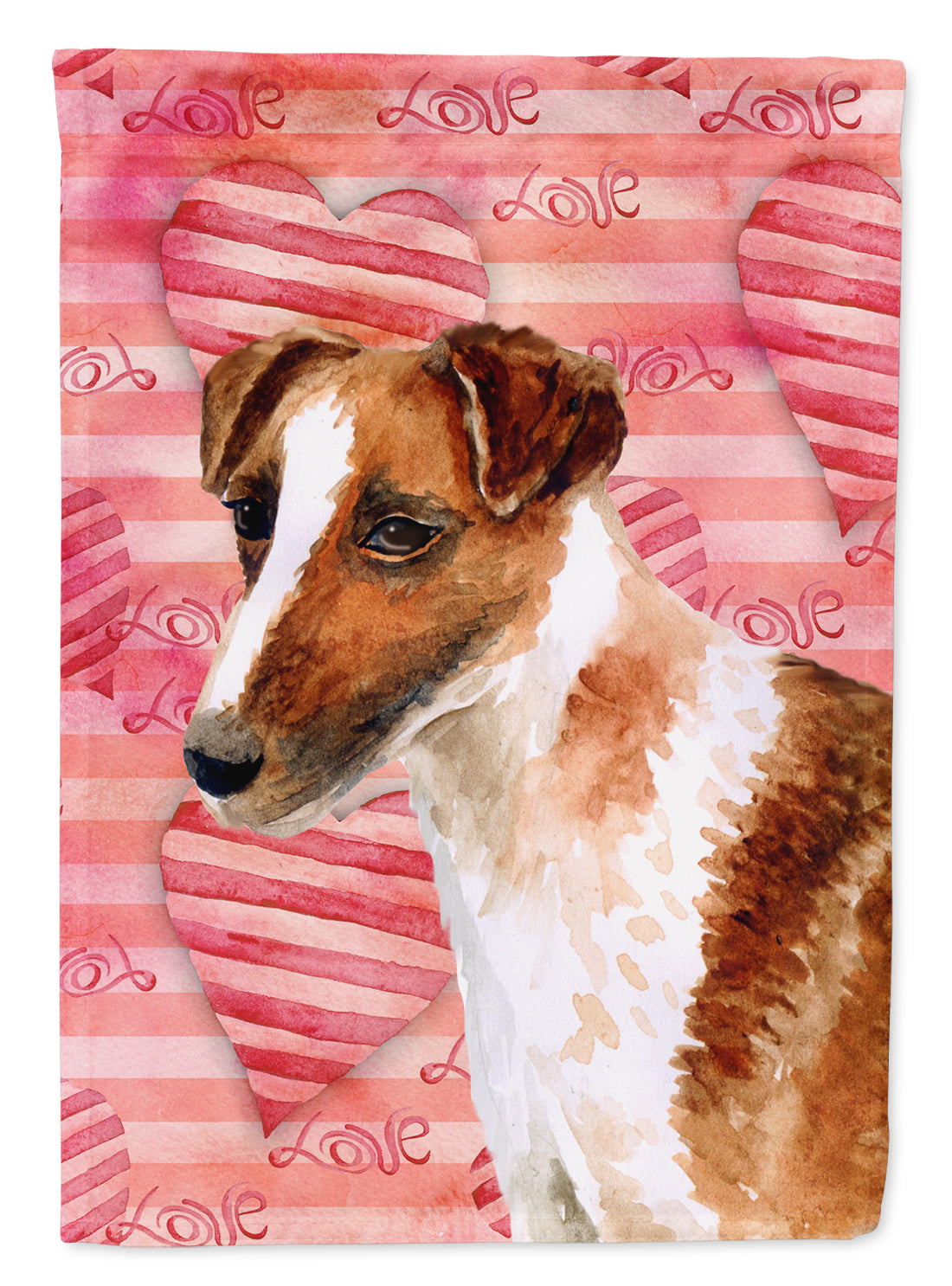 Smooth Fox Terrier Love Flag Canvas House Size BB9734CHF