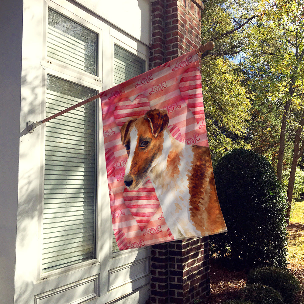 Smooth Fox Terrier Love Flag Canvas House Size BB9734CHF  the-store.com.