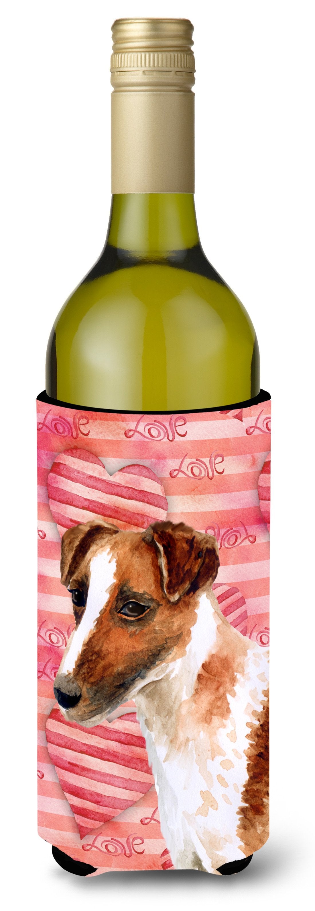 Smooth Fox Terrier Love Wine Bottle Beverge Insulator Hugger BB9734LITERK by Caroline&#39;s Treasures