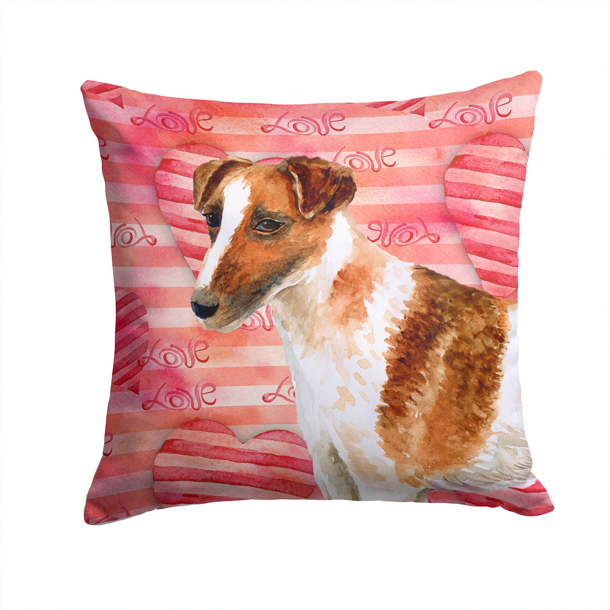 Smooth Fox Terrier Love Fabric Decorative Pillow BB9734PW1414 - the-store.com