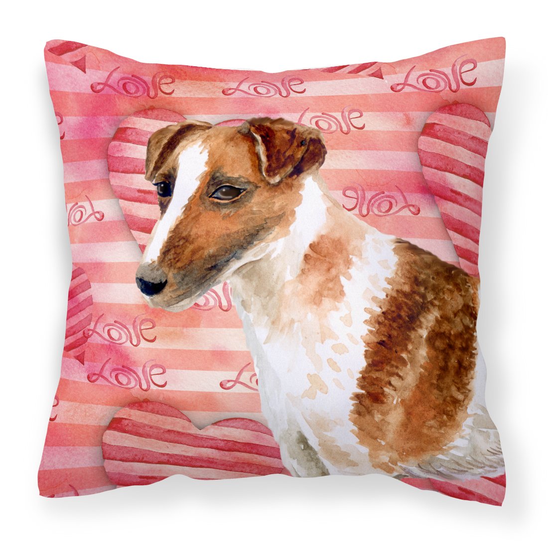 Smooth Fox Terrier Love Fabric Decorative Pillow BB9734PW1818 by Caroline&#39;s Treasures