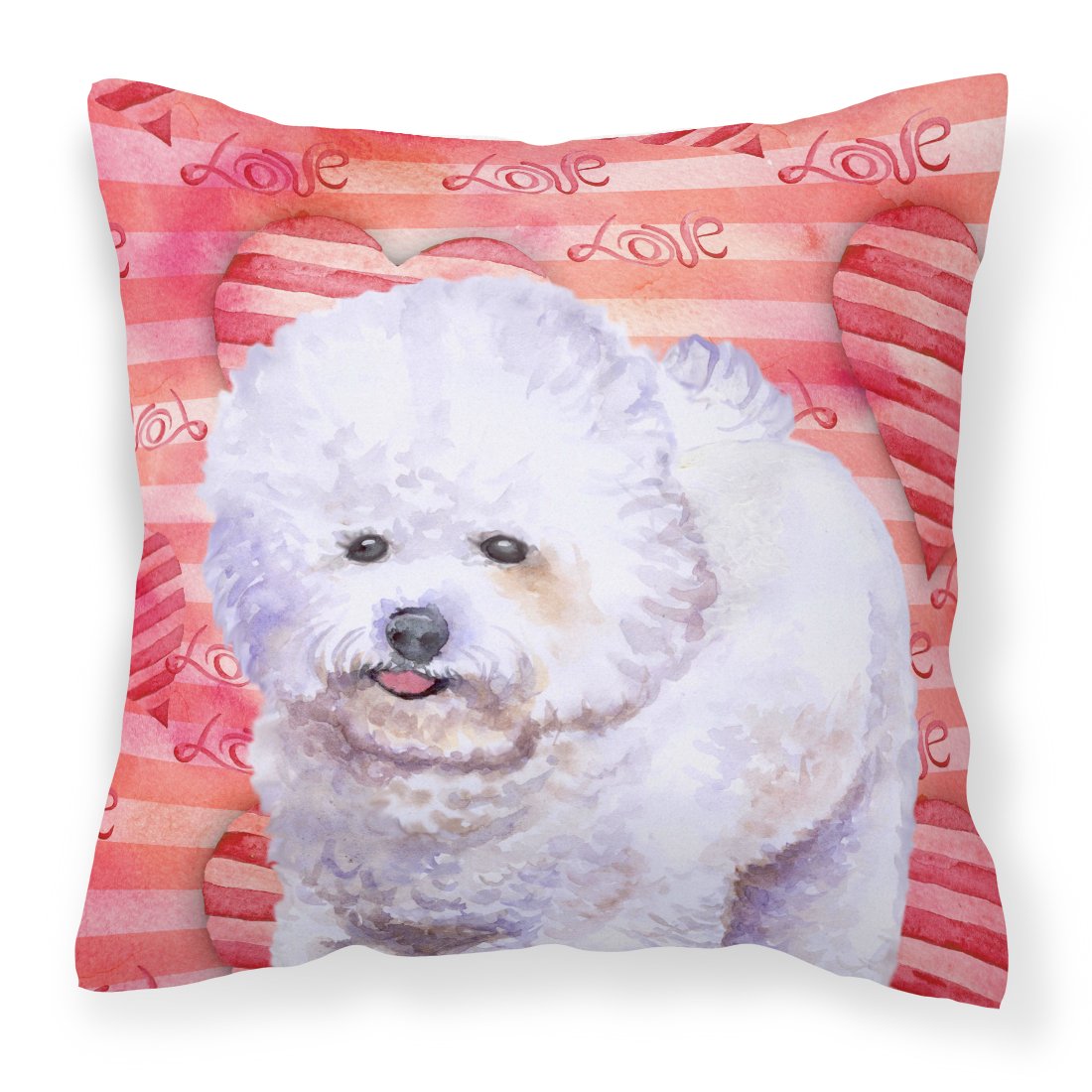 Bichon Frise Love Fabric Decorative Pillow BB9735PW1818 by Caroline&#39;s Treasures