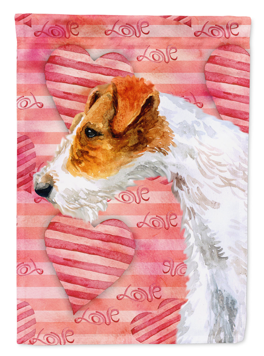 Fox Terrier Love Flag Canvas House Size BB9737CHF