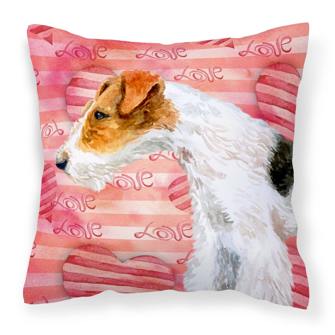 Fox Terrier Love Fabric Decorative Pillow BB9737PW1818 by Caroline&#39;s Treasures