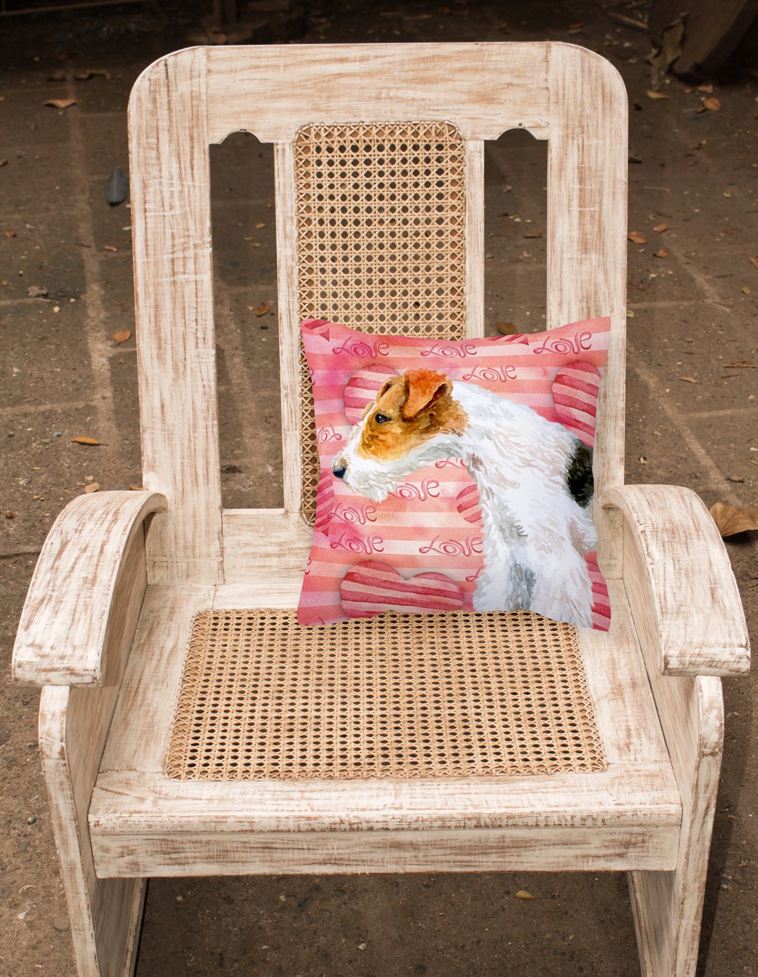 Fox Terrier Love Fabric Decorative Pillow BB9737PW1818 by Caroline's Treasures