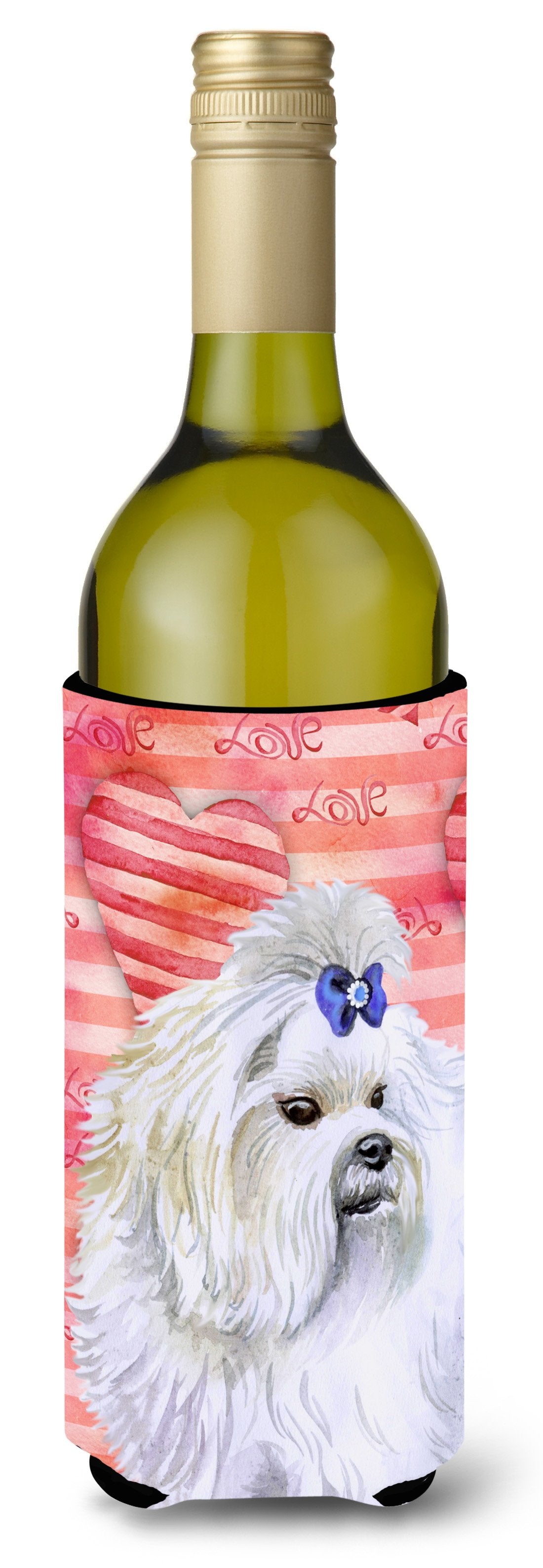 Maltese Love Wine Bottle Beverge Insulator Hugger BB9738LITERK by Caroline&#39;s Treasures