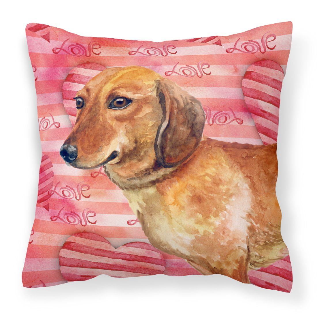 Dachshund Love Fabric Decorative Pillow BB9739PW1818 by Caroline&#39;s Treasures