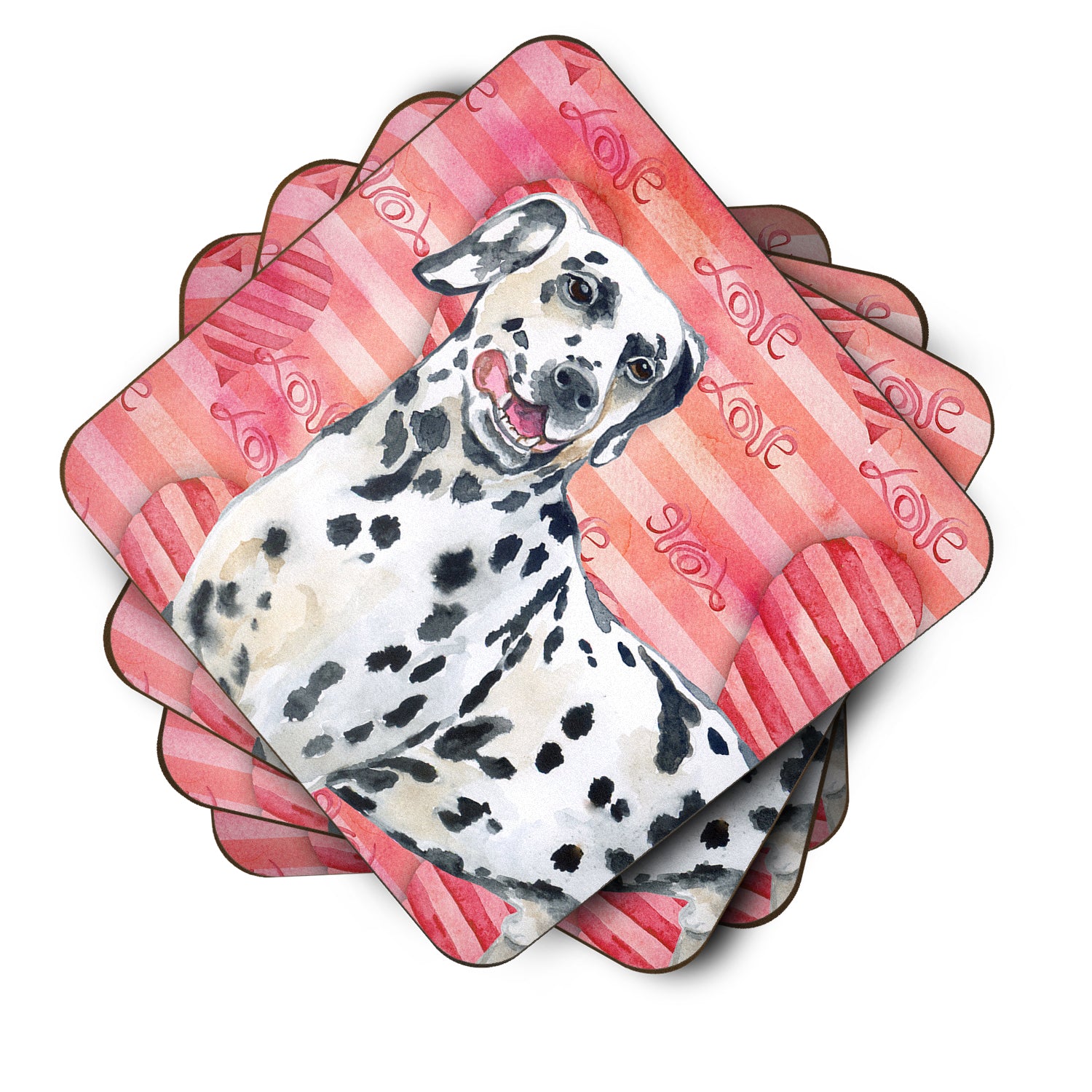 Dalmatian Love Foam Coaster Set of 4 BB9740FC - the-store.com