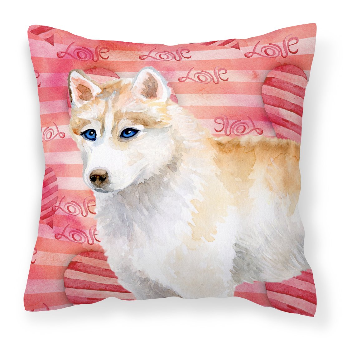 Siberian Husky Love Fabric Decorative Pillow BB9742PW1818 by Caroline&#39;s Treasures